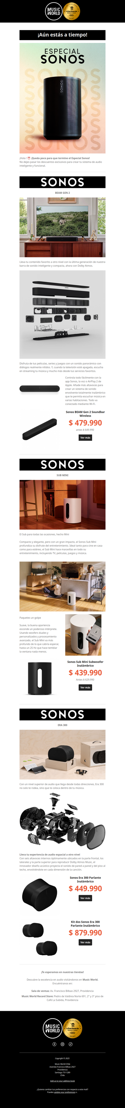 El Especial Sonos está por terminar — ¡aún estás a tiempo! 🎧