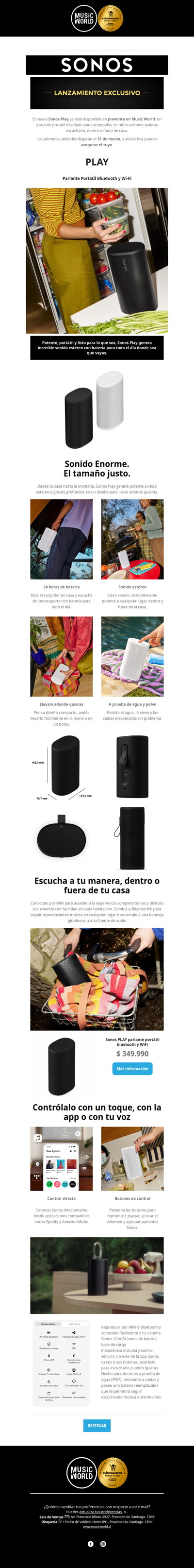 Lanzamiento exclusivo Sonos Play 🔊 Sé de los primeros en tenerlo
