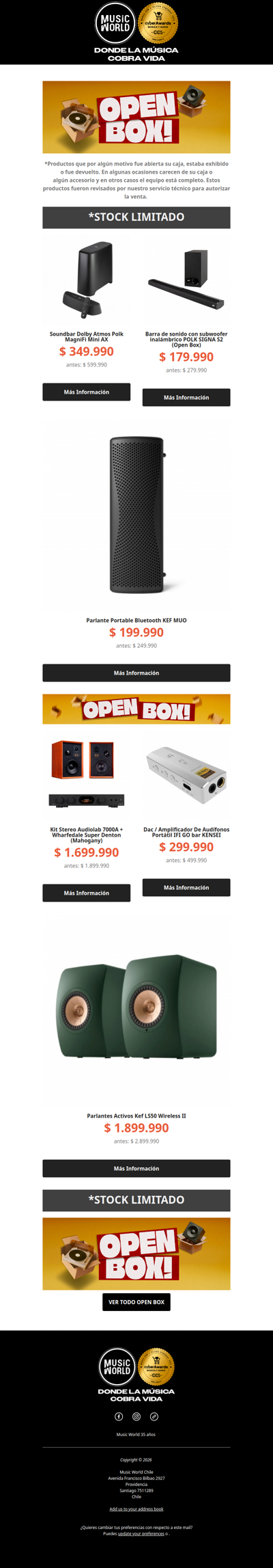 🚨 ¡OPEN BOX! 📦  ¡Stock limitado, no te quedes sin el tuyo!