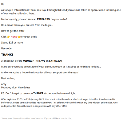 A 20% discount from me to you...