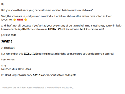 An EXTRA 15% off award winning must-haves…