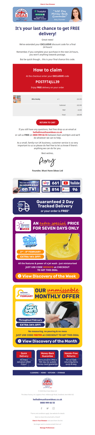 Hurry, this is your LAST chance to get FREE delivery! ⏳