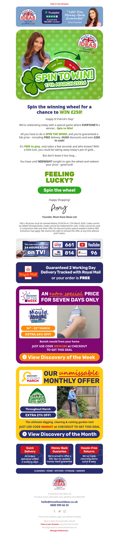 🍀💰 Win £250 in our Spin to Win game!