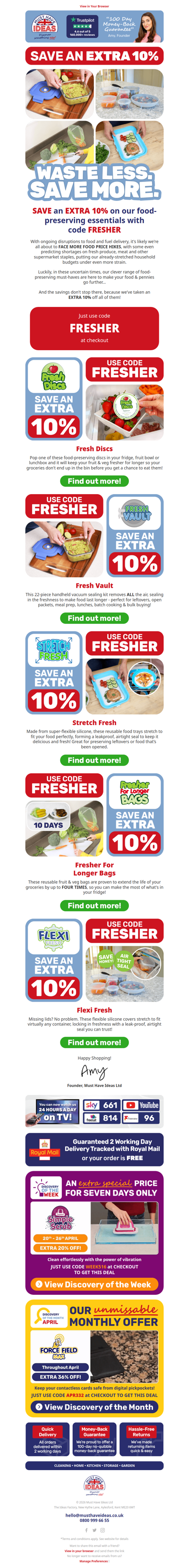 An EXTRA 10% off food saving essentials! 🍏🥩🥕