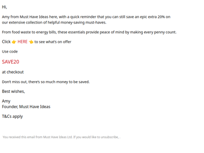 Don’t forget your extra 20% off!