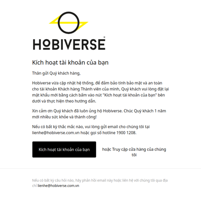 [QUAN TRỌNG] KÍCH HOẠT TÀI KHOẢN KHÁCH HÀNG - HOBIVERSE