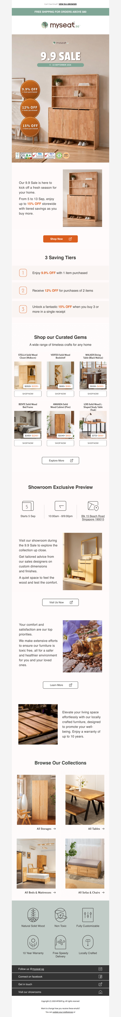 🎉 Experience the 9.9 Sale: tiered discounts and showroom consultations 🎉