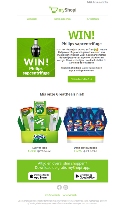 Laatste kans om een Philips sapcentrifuge te winnen op myShopi!