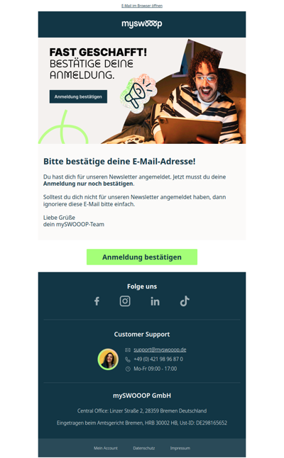 Bitte bestätige deine E-Mail-Adresse