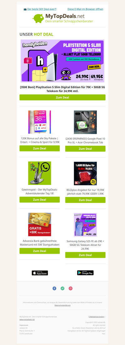 🎄 MyTopDeals Adventskalender GEWINNSPIEL