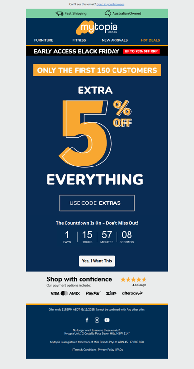 🥳 Extra 5% Off Sitewide⚡