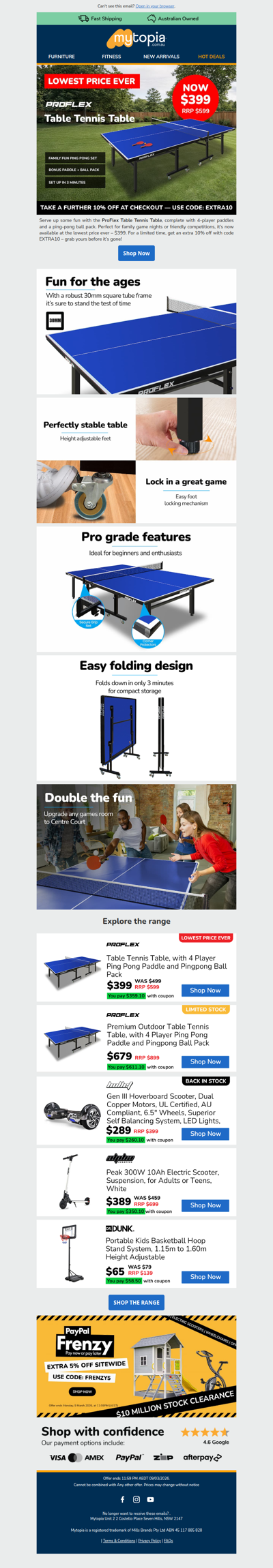 🏓PROFLEX Table Tennis Table – Just $399!