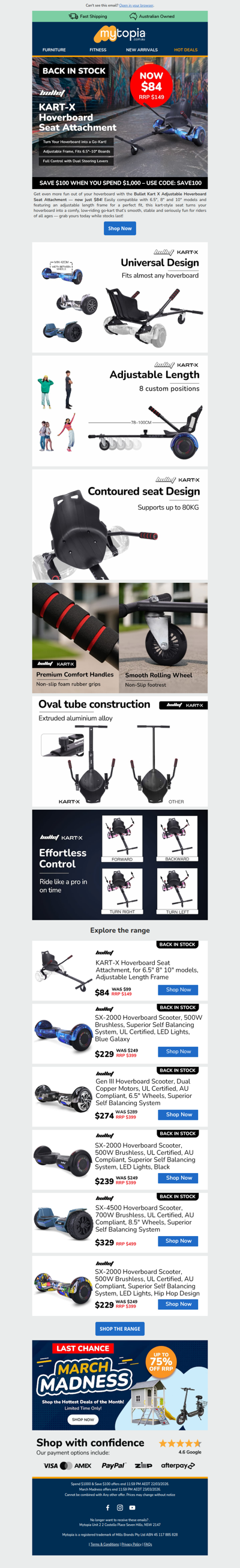 Bullet Kart X Hoverboard Seat – Now $84!