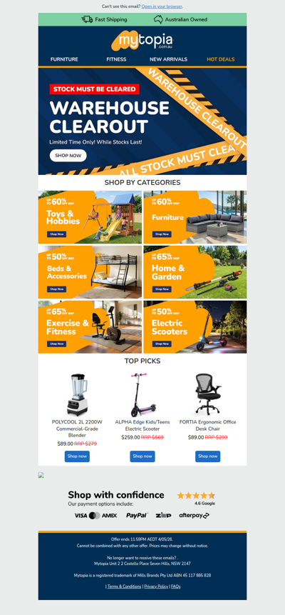 Warehouse Clearout: Our Top Categories 👉