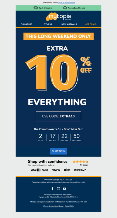 🔖 Extra 10% Off Everything - Act Now!