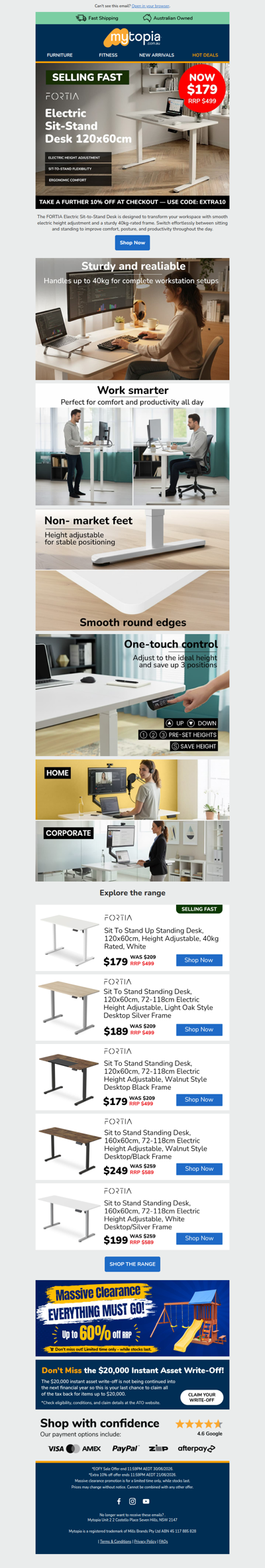 ⚡ FORTIA Standing Desks From $179