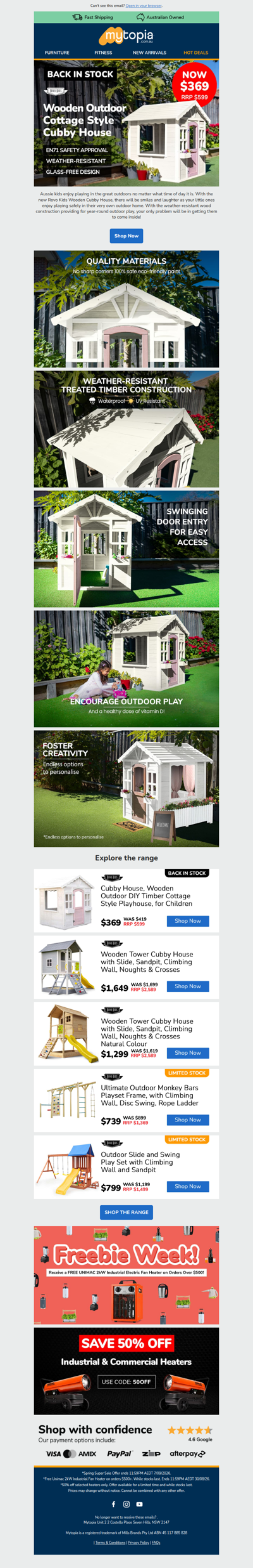 Back in stock: The Ultimate Cubby House! 🏠