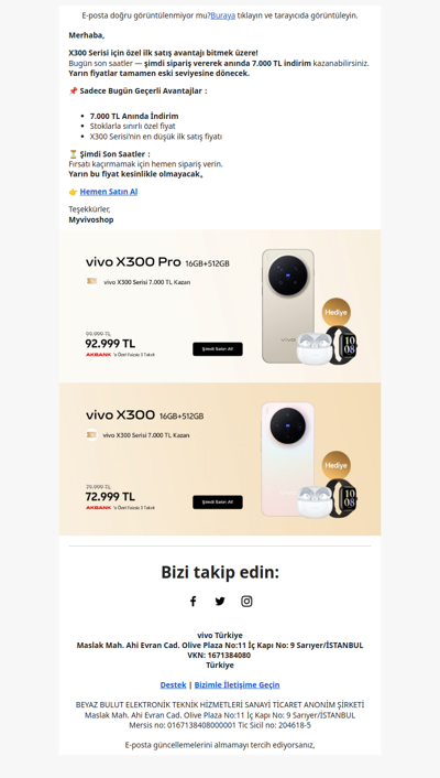 Son Saatler! X300 Serisi İlk Satışta 7.000 TL Özel İndirim – Yarın Fiyatlar Eski Haline Dönüyor