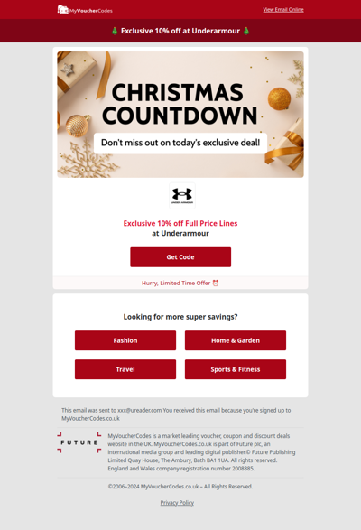 🎄 Christmas Countdown - Underarmour - Hurry Ends Today!⏰