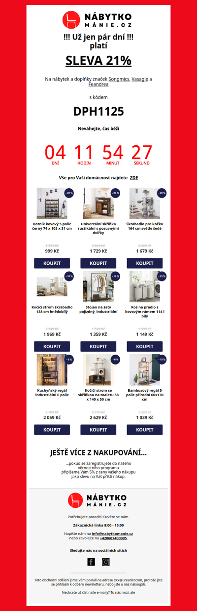 🎇 Už jen do neděle ⏰ platí sleva 21% 💲 i na zlevněné zboží