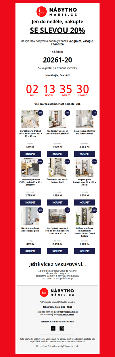 Akce končí v neděli! Využijte slevu 20%...