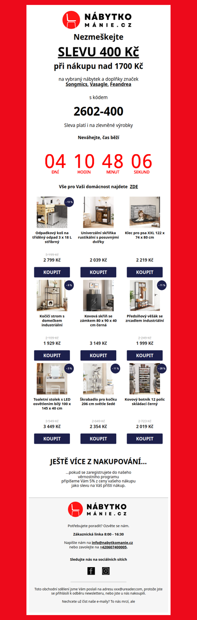 Sleva 400 Kč na oblíbené značky...