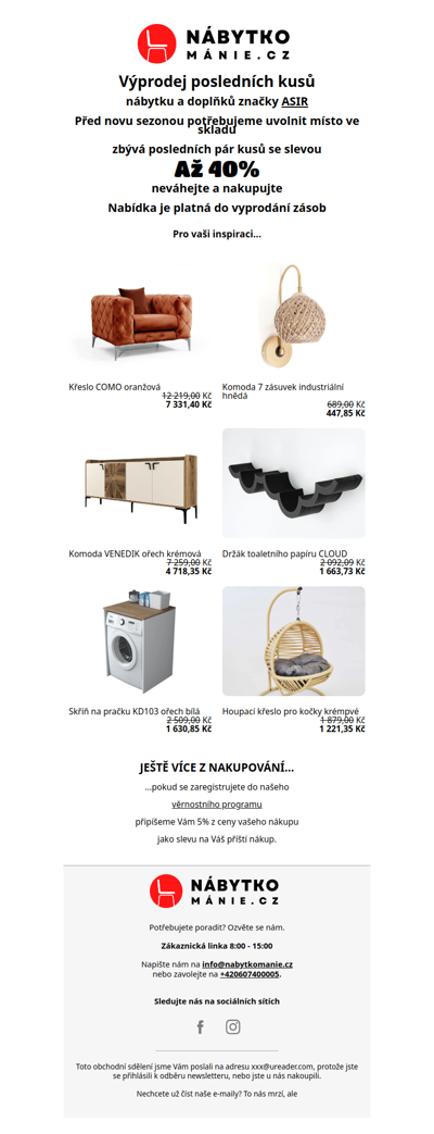 Výprodej posledních kusů - sleva až 40%