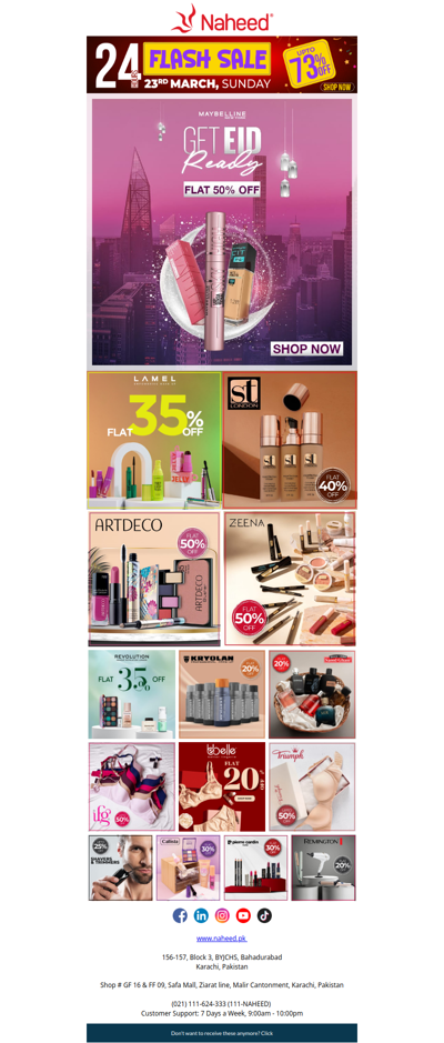 Maybelline Flat 50% off and much more for Today Only