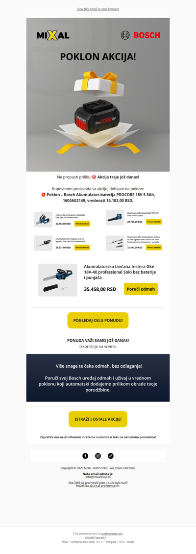 Samo još danas! Tvoj Bosch poklon te čeka.