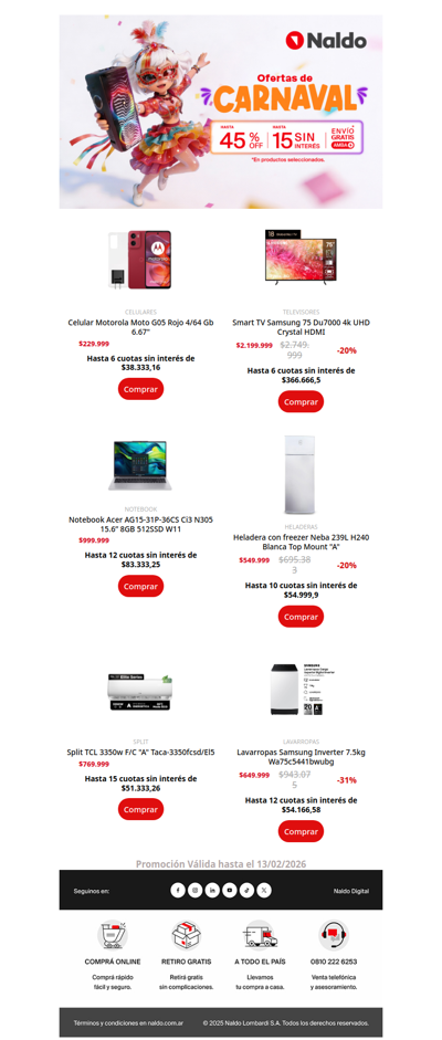 ¡𝗖𝗮𝗿𝗻𝗮𝘃𝗮𝗹 𝗱𝗲 𝗢𝗳𝗲𝗿𝘁𝗮𝘀 en hasta 15 cuotas sin interés! Aprovechalas que se terminan...⭐