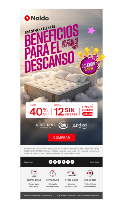 ¡Colchón Show! Hasta 40% Off y 12 cuotas sin interés para tu mejor descanso 💤