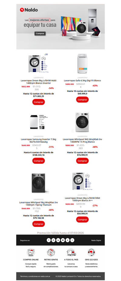 ¡Hasta 12 cuotas sin interés en los mejores Lavarropas! 💦