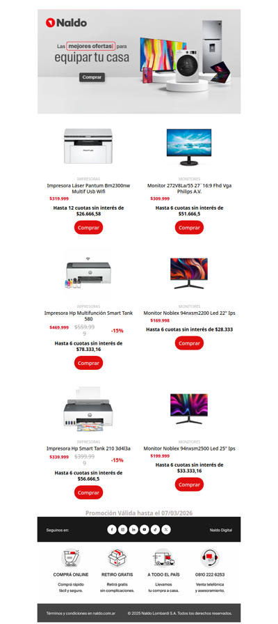 Impresoras y Monitores hasta 12 cuotas sin interés - Volvé bien equipado 🖨️
