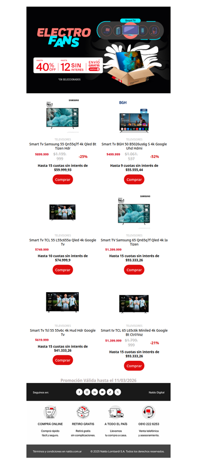 ⚽📺 ¡Viví el Mundial como se debe! Smart TVs en ElectroFans + 12 cuotas