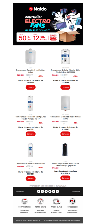 🚿 Que no falte el agua caliente 🔥 Termotanques y calefones en ElectroFans