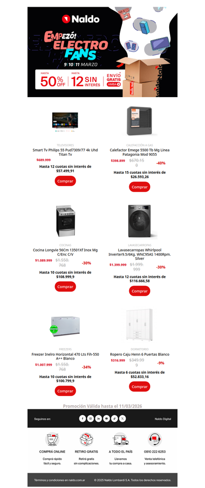 🔥 ¡Aún estás a tiempo! Aprovechá ElectroFans hasta 50%Off y 12 cuotas sin interés