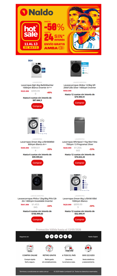 ¡Lavarropas a precios increíbles en Hot Sale! 💦