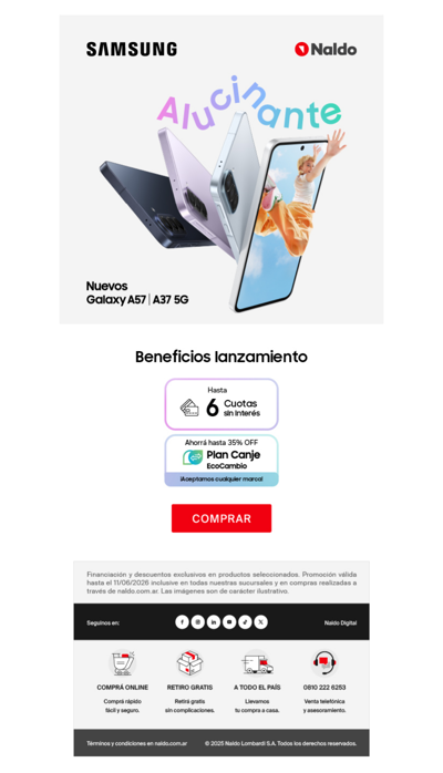 Nuevos Galaxy A37 y A57 - Hasta 6 cuotas sin interés y Plan Canje 💪