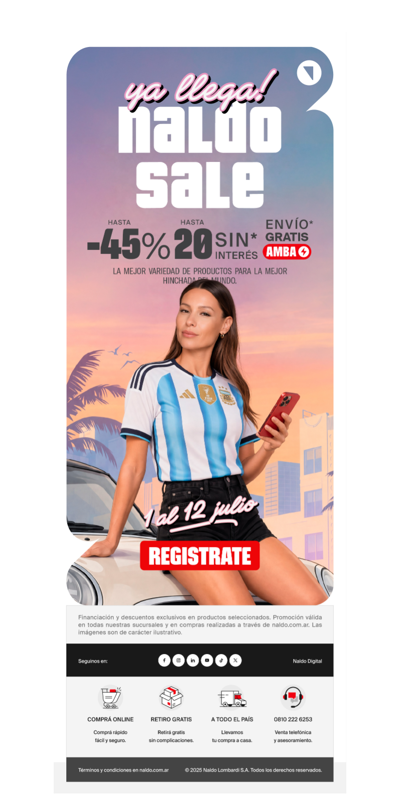 ¡Llega Naldo Sale! Hasta 45% Off y 20 cuotas sin interés 🔍