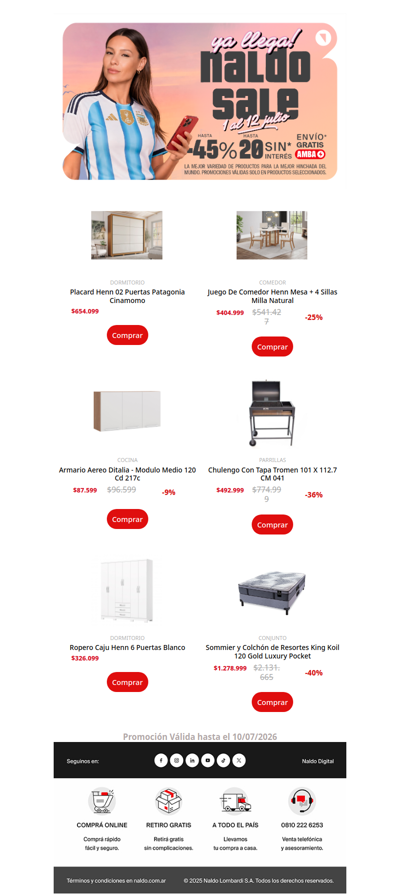 ¡Los muebles también están en Oferta! - Aprovechá Naldo Sale 🚚
