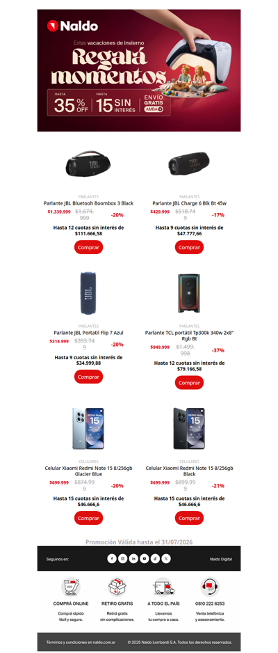 ❄️ Vacaciones de Invierno: ¡Hasta 12 cuotas sin interés en seleccionados!
