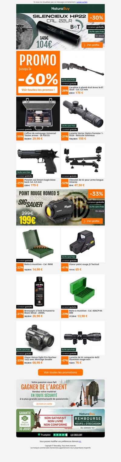 Des promos qui vont ravir les tireurs en tous genre !!