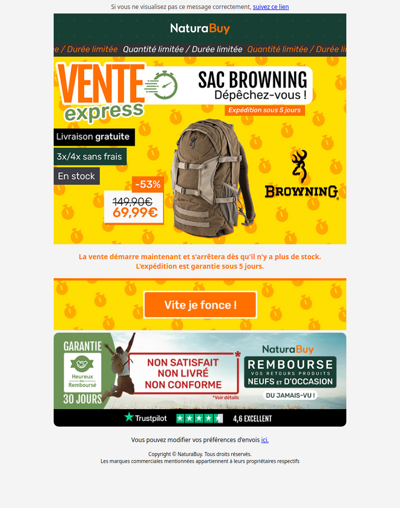 Vente Express - Sac Browning