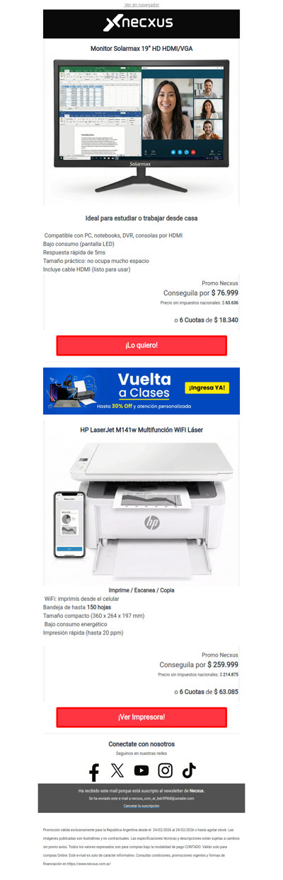 Monitores e Impresoras: lo que se está llevando en vuelta a clases