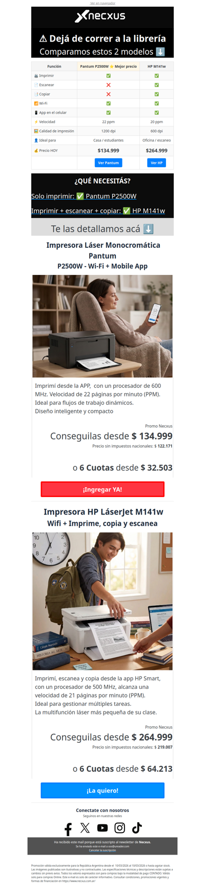 Impresoras Laser desde $134.999