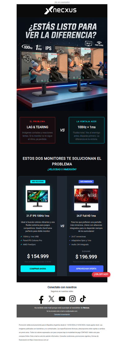Monitores Acer Gamer ⚡ 10% OFF