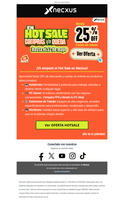 ¡Hot Sale en Necxus!