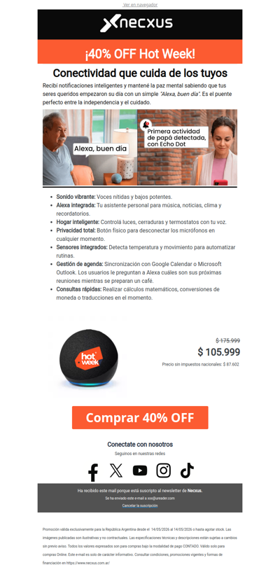 🔥¡Hot Week 40% OFF en Amazon Echo Dot!