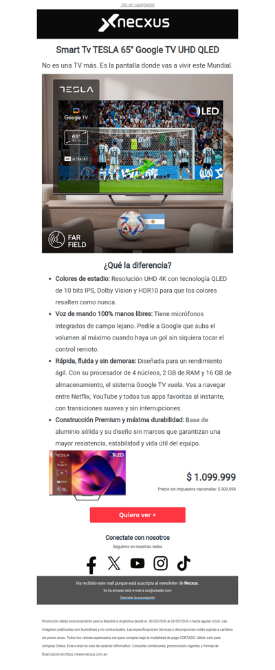 Smart TV Tesla 65