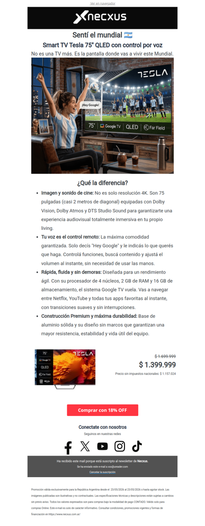 18% OFF en la Smart TV para el mundial